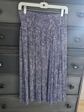 Navy Speckled Maxi Skirt with Elastic Waistband XXL Hillary Radley